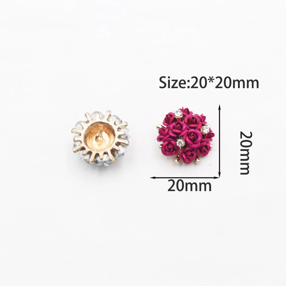 5pcs  Fashion Rose Flower Alloy Embedded Diamond Buttons Hand Sewing Coat Sweater Open Cardigan Clothing Decoration Buttons