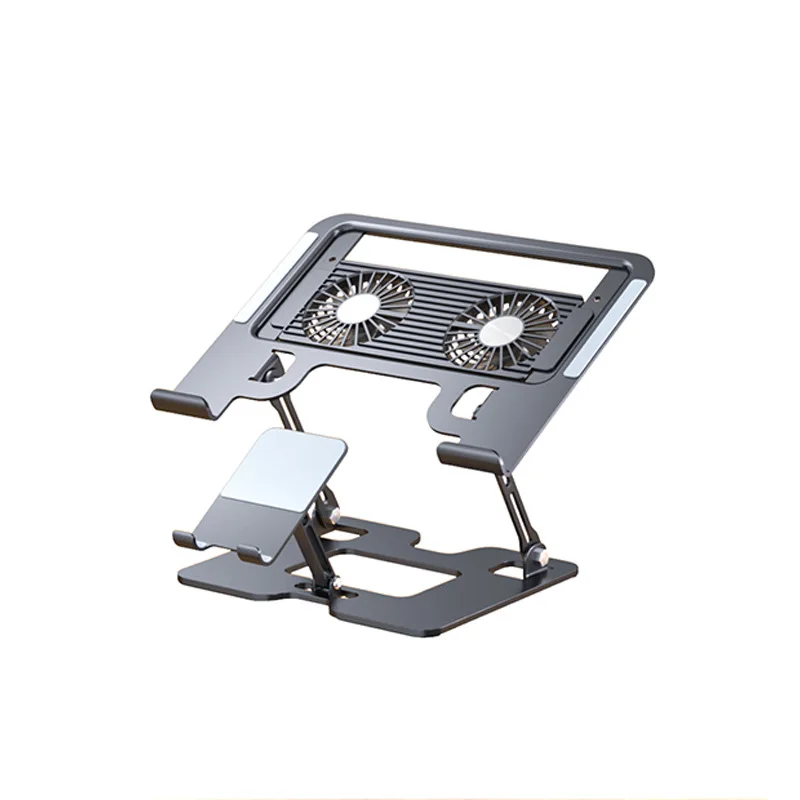 Laptop and Phone 2-in-1 Cooling Stand with Fan, Silent Gaming Laptop Heightening Air Cooling Stand
