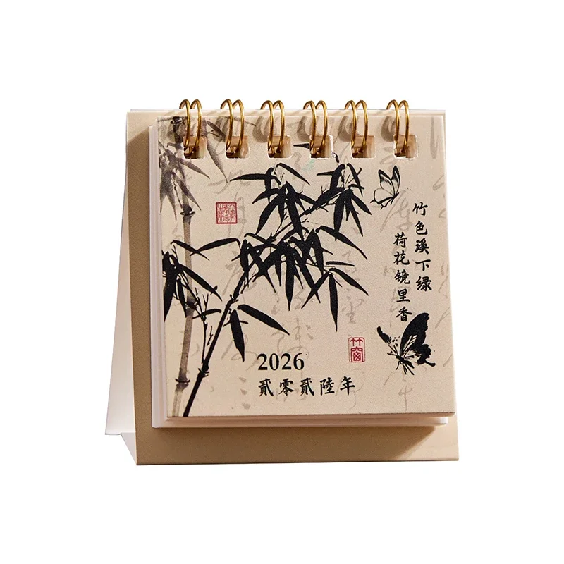 

【TG16】1Pc 2026 New Year Miniature Small Desktop Coil Calendar Planner for Home Office Decoration Stationery Supplies
