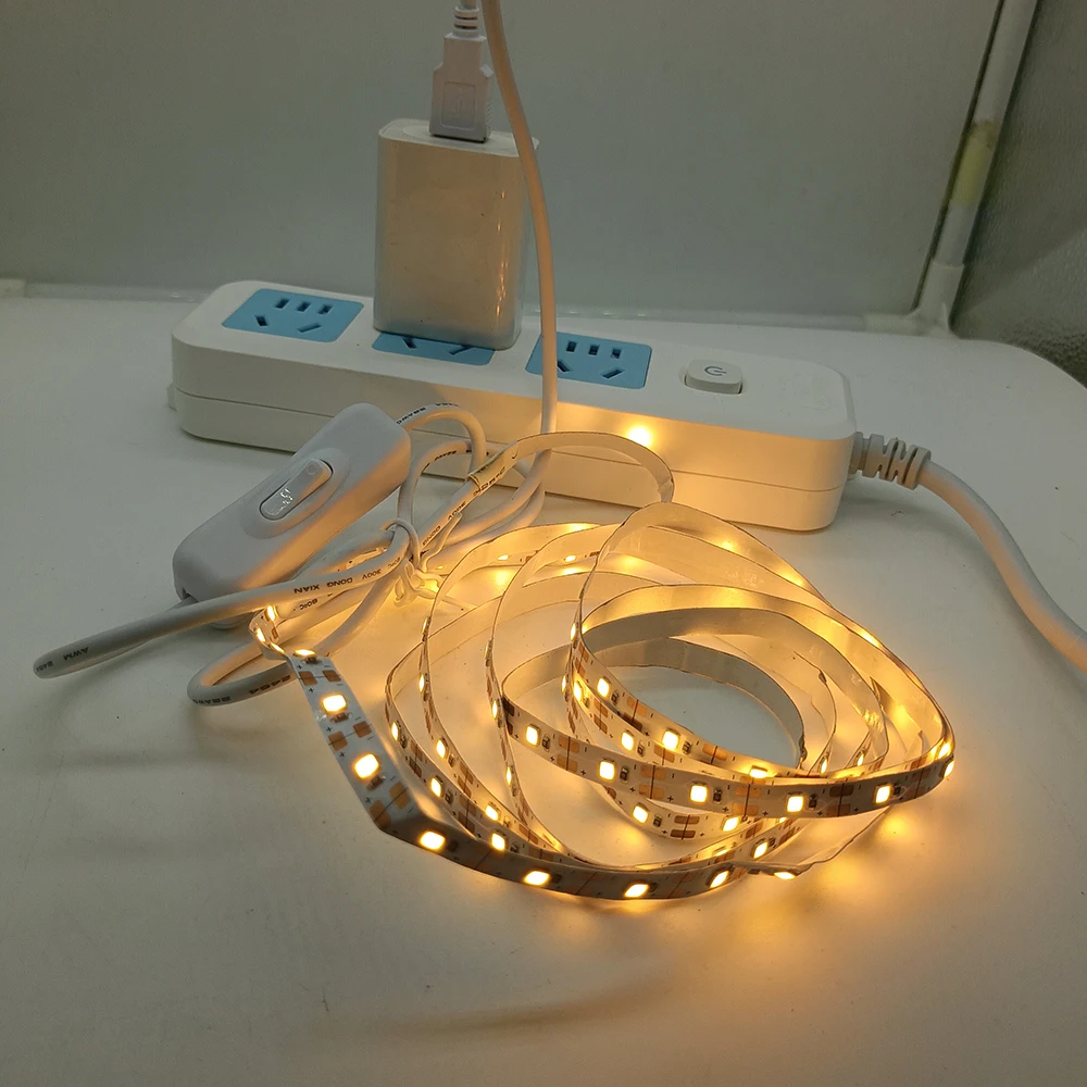 USB White LED Strip Light para decoração de TV, iluminação do feriado, TV Backlight, Natal, SMD 2835, 5V