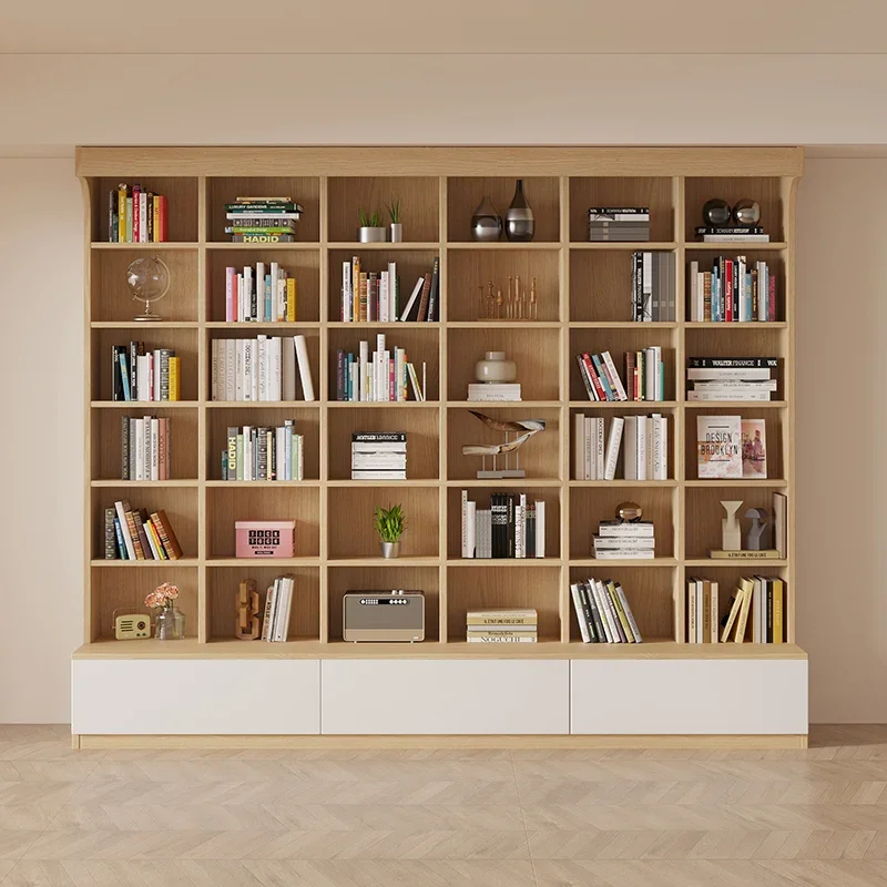 Customized living room study whole wall bookcase open combination design modern simple storage decorative bookcase bookshelf