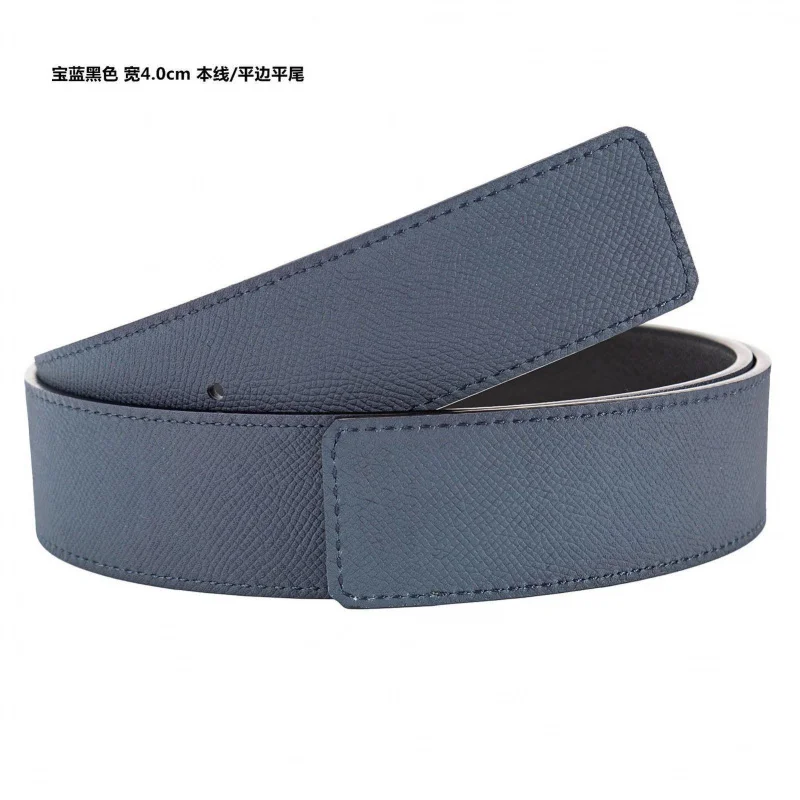 Cinto de couro genuíno feito à mão de 3,8 cm de largura premium para homens – pulseira de couro de grão integral com padrão de pontos texturizados, sem fivela, reversível