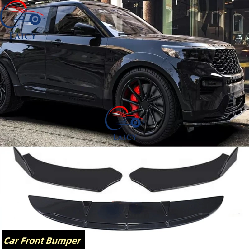 

LAICY For F0rd Explorer Gloss Front Bumper Spoiler Splitter Lip Body Kit Car Front Lip Adjustable Cover Protector Black