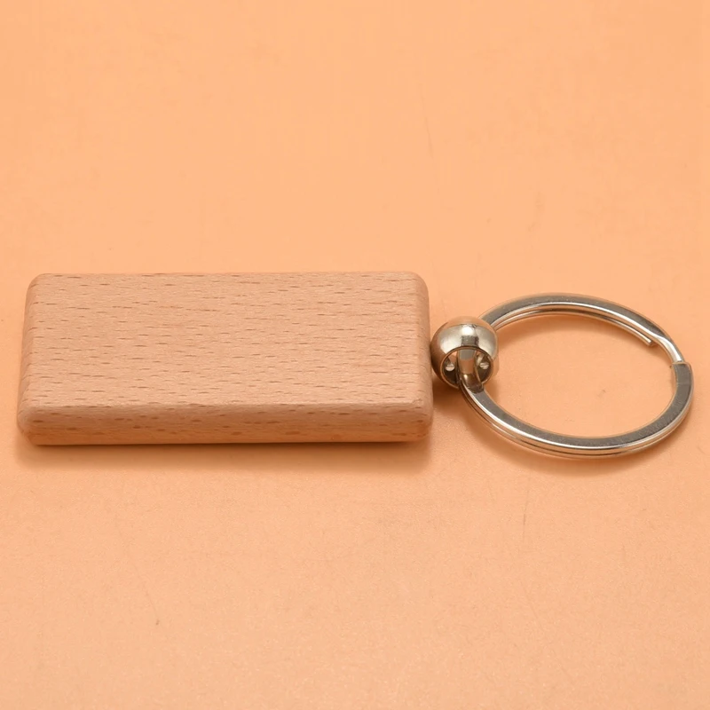 30Pcs Blank Rectangle Wooden Key Chain Diy Wood Keychains Key Tags Can Engrave Diy Gifts