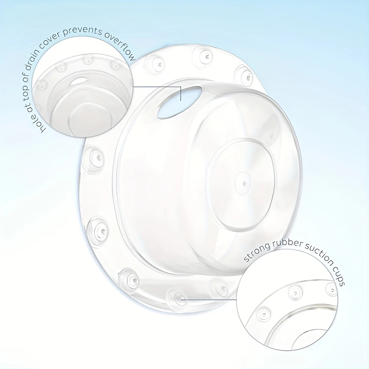 Clear Plastic Bathtub Drain Stopper Set - Bathroom Water Overflow Cover - Tub Drain Block & Stopper Plug