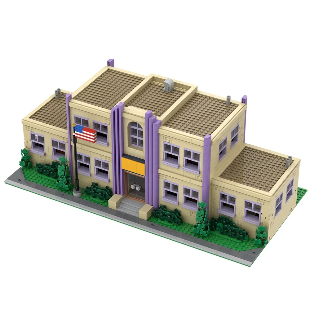 Gobricks MOC Grundschule Bausteine Modell Modulare Springfieldeds Taverne Ziegel Modulare Kirche Spielzeug für Kinder ift