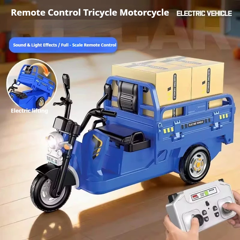 Generic Rc Tricycle Full Proportional Throttle Mini Electric Remote Control Engineering Model With Light Sound For Desktoppresen