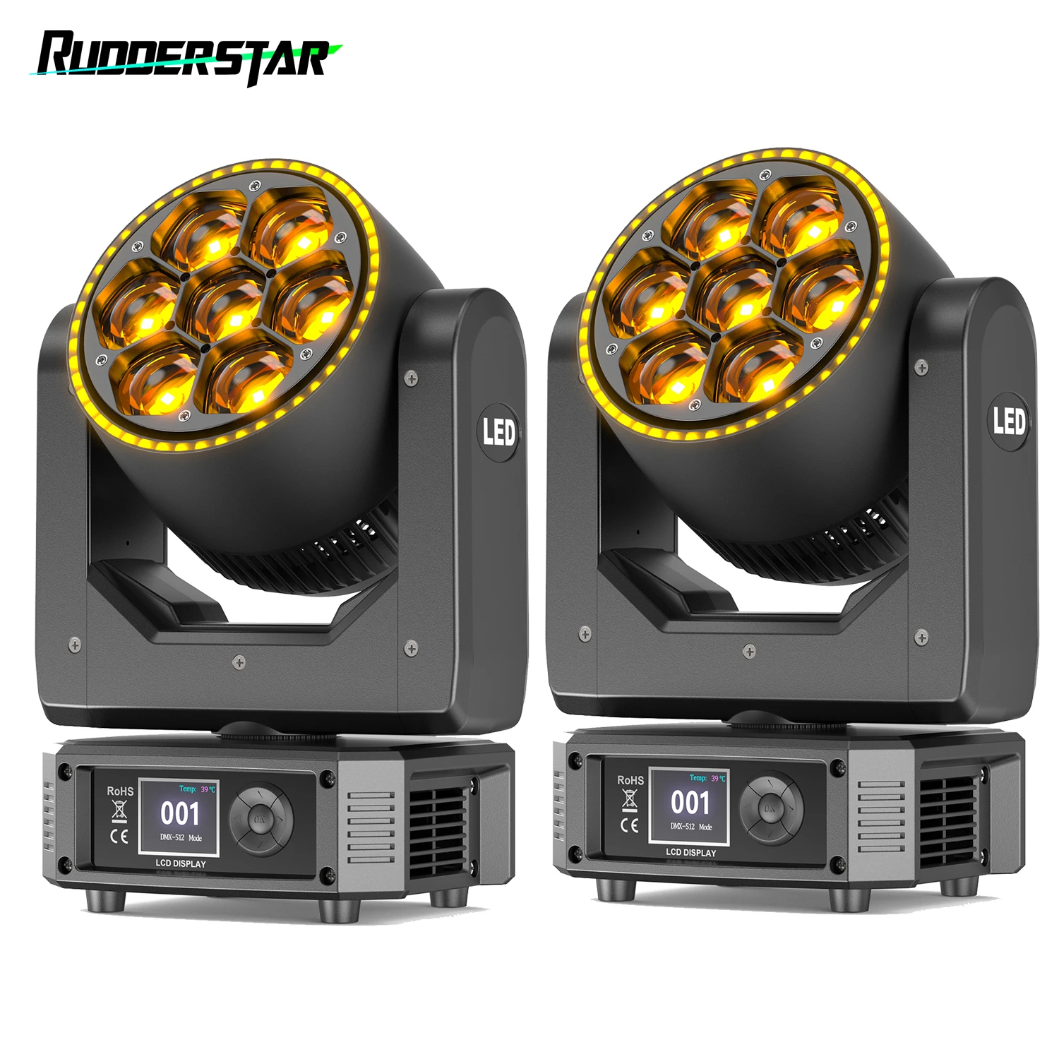 

2PCS 7x30W Beam Moving Head Light RGBW 4in1 LED Stage Effect Lighting Projector Focusing Lights for Party Theater Live Show Club