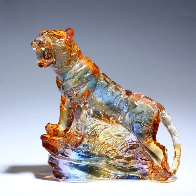 

LiuLi Crystal Tiger Figurine Creative Home Decorations Bedroom Living Room Desktop Crtwork Chinese Zodiac Birthday Gift
