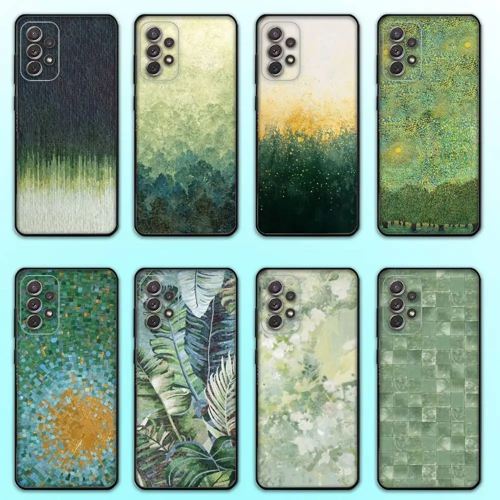 

Chic Mosaic Graffiti Green Rattan Phone Case For Samsung S25,S24,S21,S22,S23,S30,UltraS20,Plus,Fe,Lite,Note,10,9,5G Black Cover