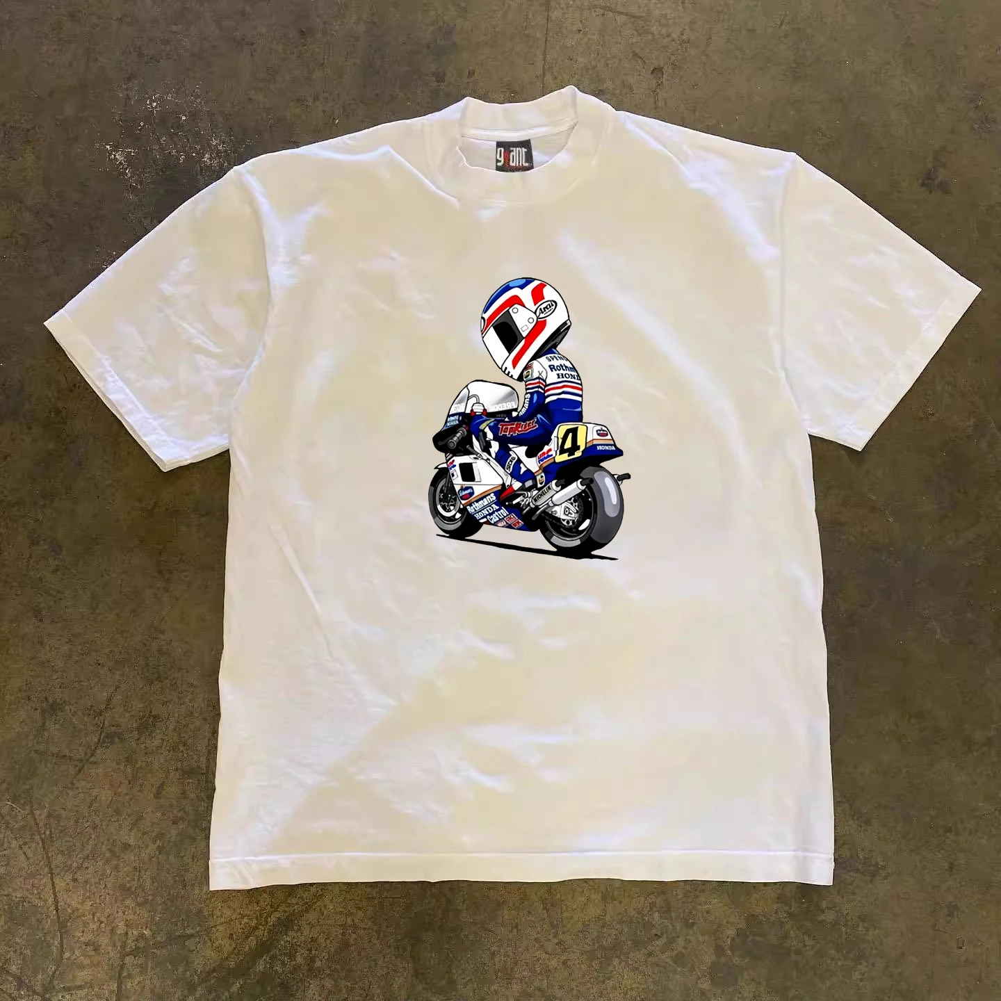 

American fried street locomotive printing short-sleeved T-shirt for men and women with the same style versatile