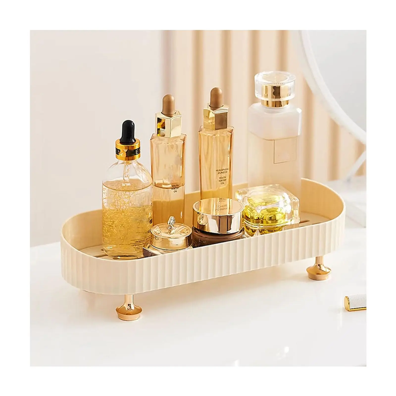 Makeup Perfume Organizer Tray Decorative Perfume Trays for Dresser Vanity Make up Desktop Storage Box for Cosmetics Bathroom