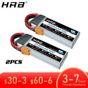 2PCS HRB 2S 3S 4S 5S 6S LIPOバッテリー7.4V 11.1V 14.8V 22.2V 2000MAH 5000MAH 6000MAH 1500MAH RC飛行機FPVドローンカーパーツパーツ 8ベストセールスHRBリポRCバッテリー-2
