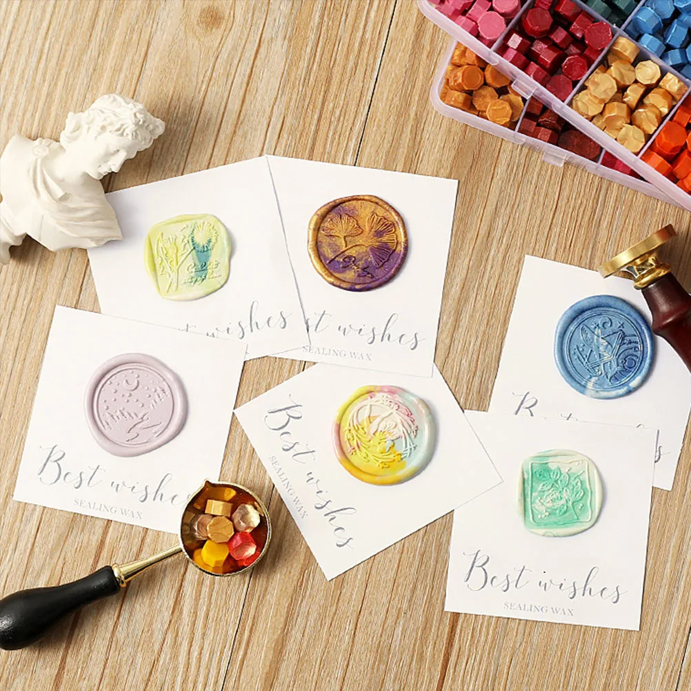 

24 Colors Wax Beads Spoon Kit Easy Use Wax Beads With Spoon Retro Letters Cards Envelopes Stamping Professional Personal