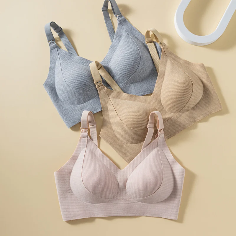 Breathable Front Open Nursing Bra Maternity Underwear Pregnancy Bra Full Cup Wireless Comfortable Breastfeeding Bra