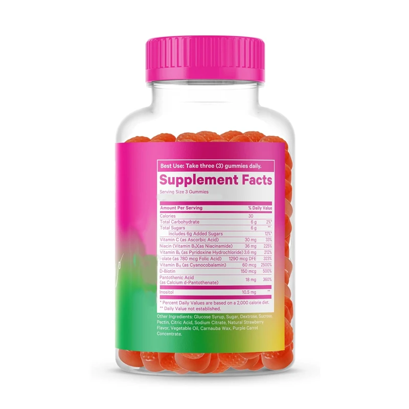 Fertility 60 gummies: Female strawberry fertility supplement, healthy cycle, prenatal vitamins, inositol+vitamin B6+folic acid,