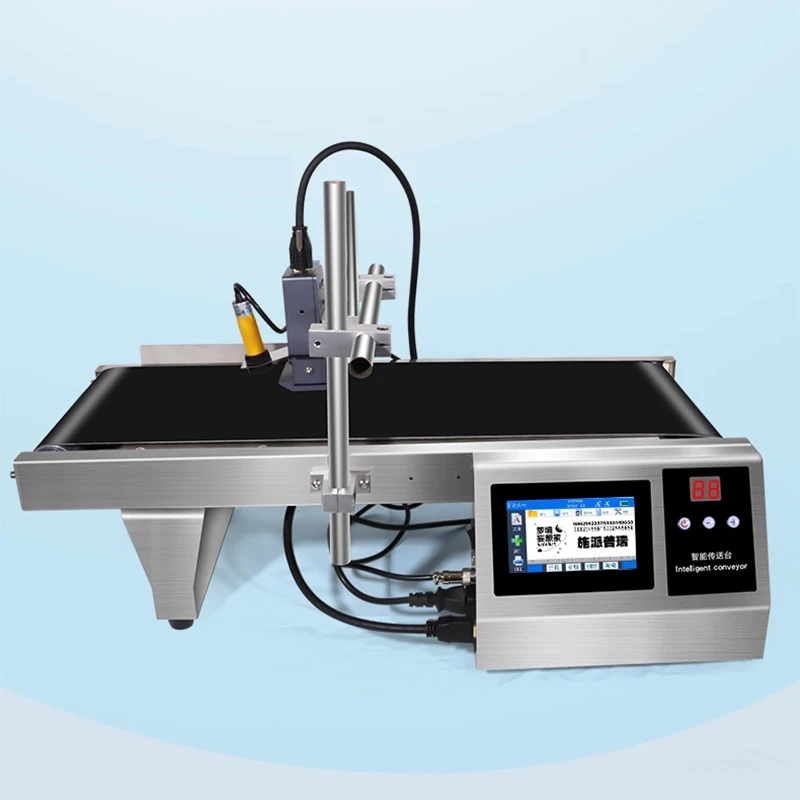 Compact Desktop Conveyor Belt Inkjet Printer Production Date Barcode QR Code Image Label Price Fully Automatic Coding Machine Pr