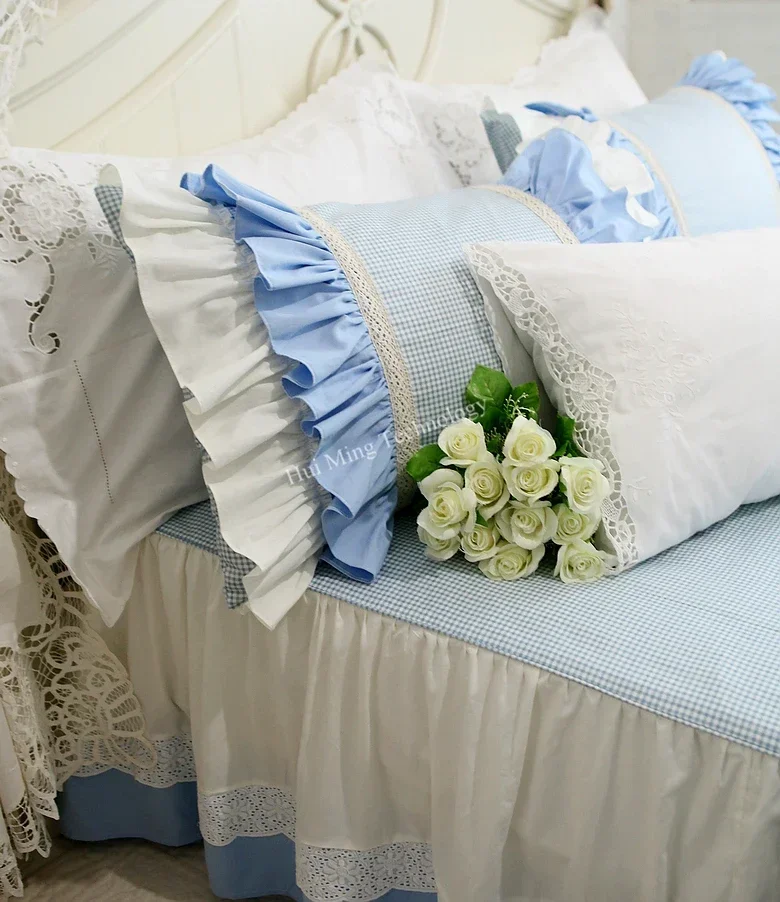 2Pcs Pillowcase Europe Luxury Cake Layers Ruffle Cotton Flower Wrinkle Elegant Pillow Cases Pillow Cover Bownot Sweet Princess