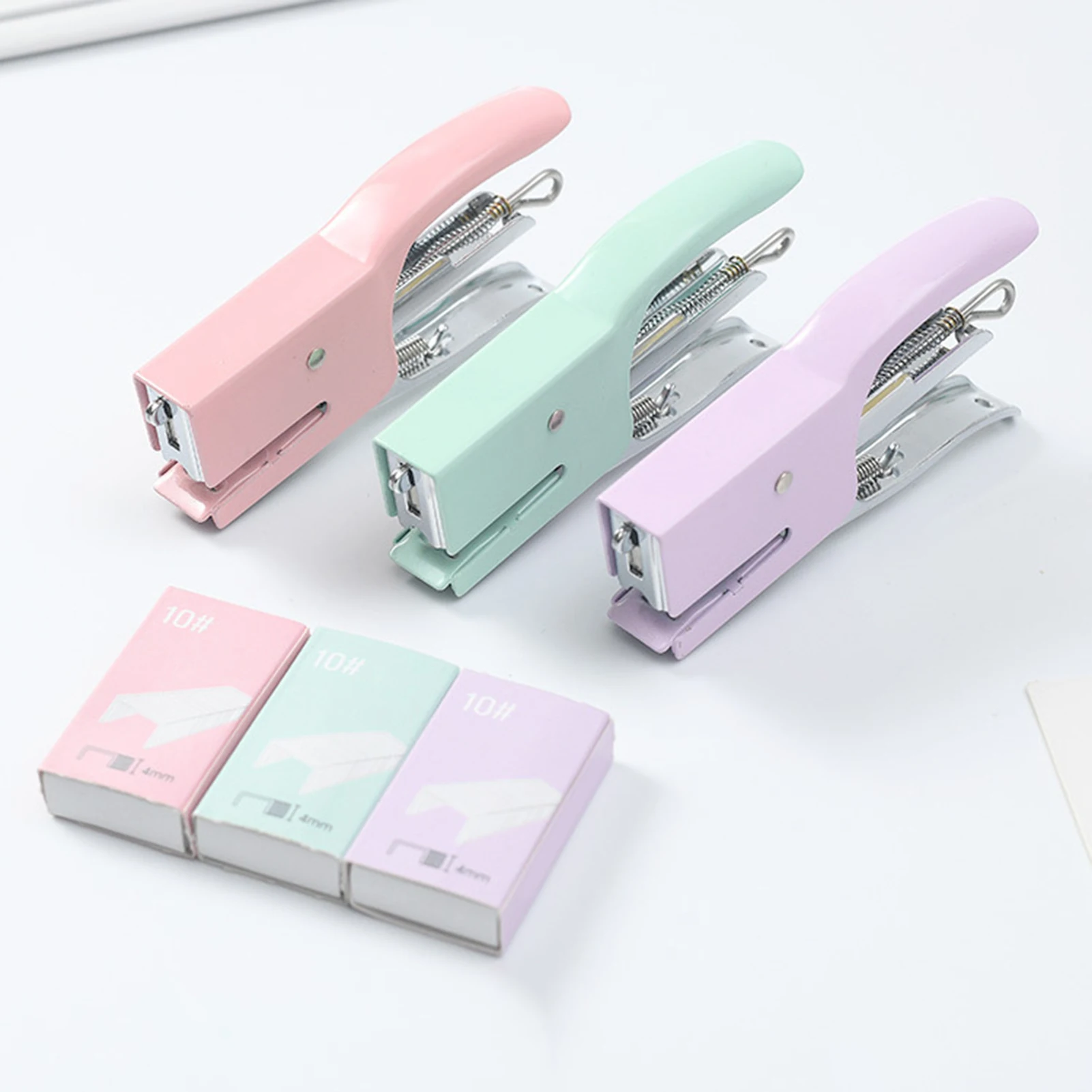 滑り止めベース付きの頑丈なデスクトップホッチキス,透明なホッチキス,省力化,学校用の1本指ホッチキス