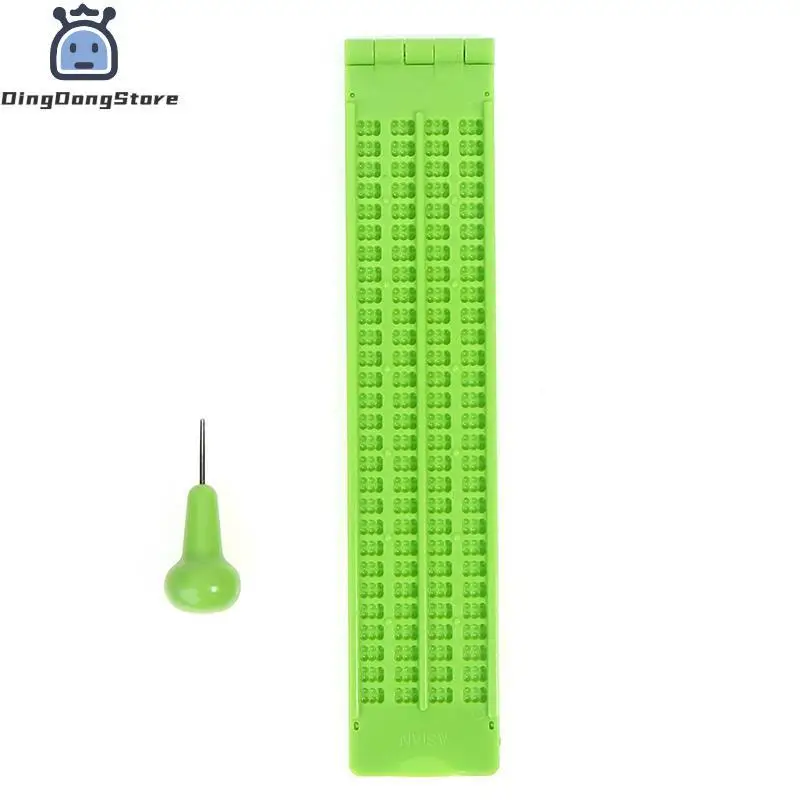 Imagem -04 - Plástico Braille Escrita Ardósia Portátil Cuidados Visão Prático com Stylus Escola de Aprendizagem Ferramenta Verde Acessório 1pc