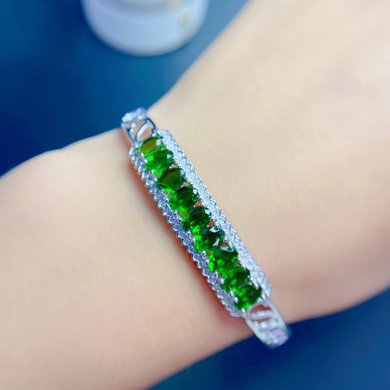 

Natural Diopside Bracelet for women silver 925 jewelry luxury gem stones 18k gold plated free shiping items