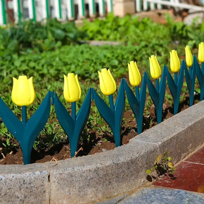 10 قطع محاكاة سياج بلاستيكي لزهور التوليب، سياج الحديقة، شبكة سياج الحديقة، ديكور حديقة الحديقة، المناظر الطبيعية للخارجية #3
