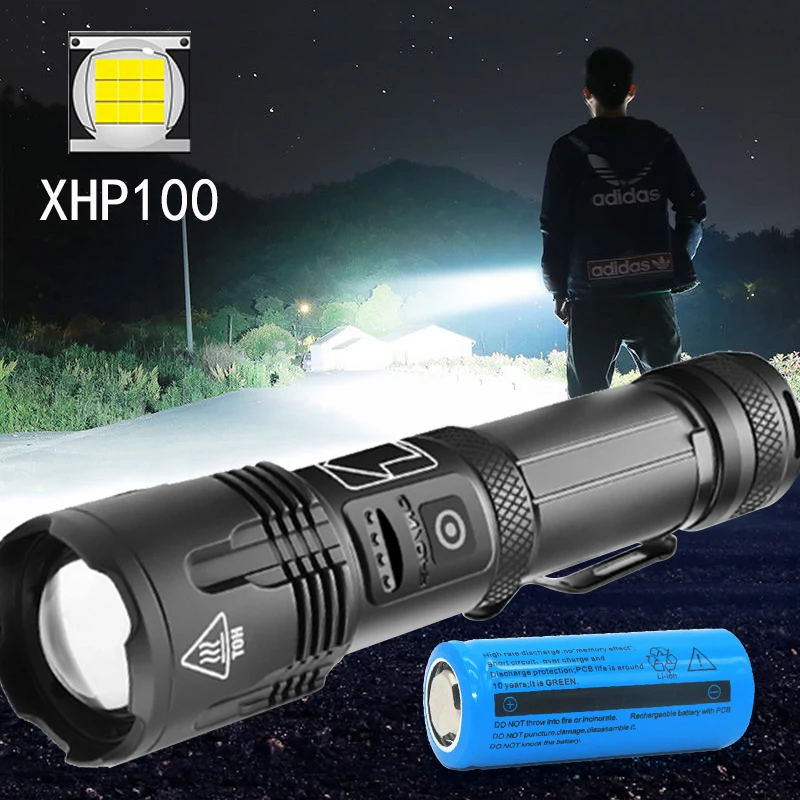 

800000LM XHP100 Led Flashlight Super Bright LED Usb Rechargeable USse18650 26650 Battery Zoomable Torch Fishing Camping Lantern