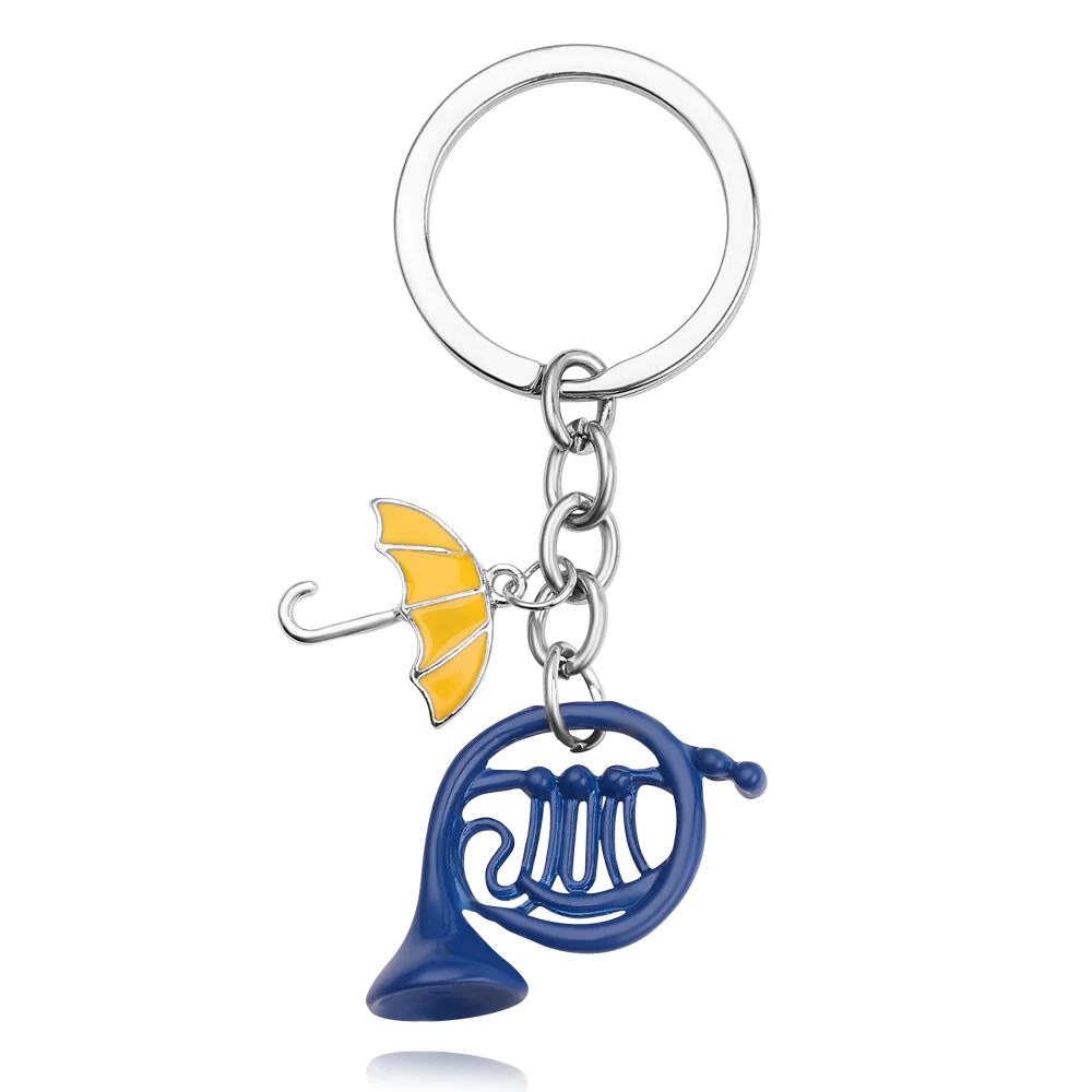 Movie Himym keychain How I Met Your Mother Keyrings Yellow Umbrella Blue French Horn Pendant keychain