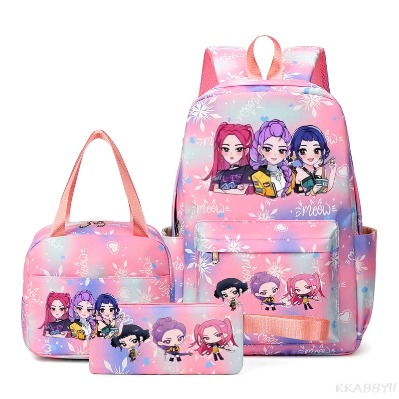 Mochilas KPop Demon Hunters para mulheres e homens, bolsa escolar com capacidade, mochila estampada, mochila de viagem, mochila masculina