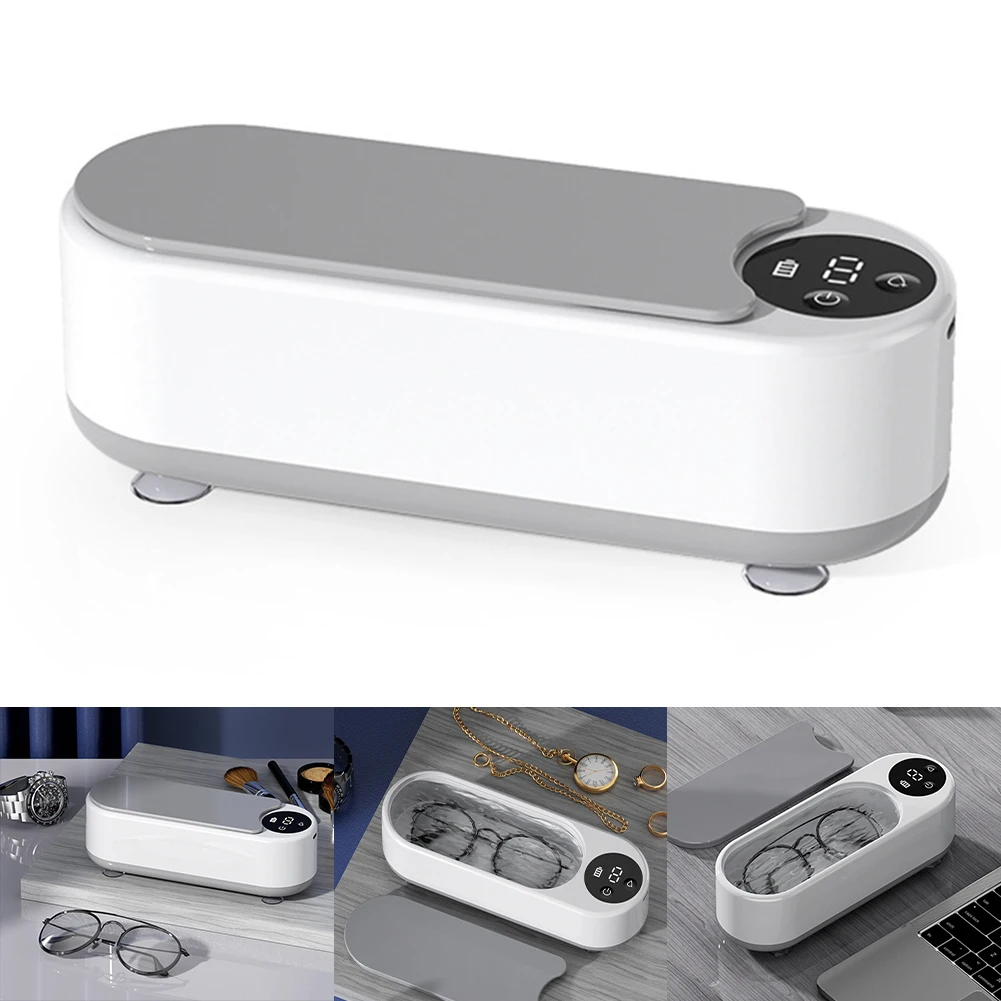 Ultrasonic Retainer Cleaner Machine Multifunctional Glasses Cleaner High Frequency Vibration USB Rechargeable for Coins Dentures