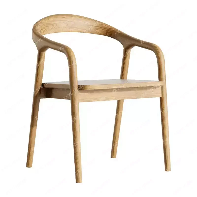 Chaise de salle à manger en bois de créateur nordique, luxe, moderne, accoudoir, simple, chambre à coucher, meubles de maison minimaux