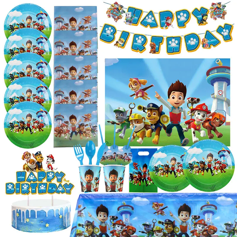 Paw Patrol decorazioni per feste di compleanno stoviglie tovaglioli piatti regalo Gag palloncini decorazioni di compleanno forniture per feste