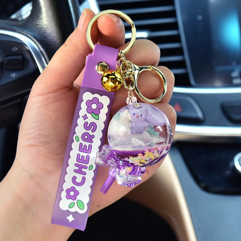 New acrylic oil quicksand lollipop keychain pendant Cartoon Doll tassel pendant