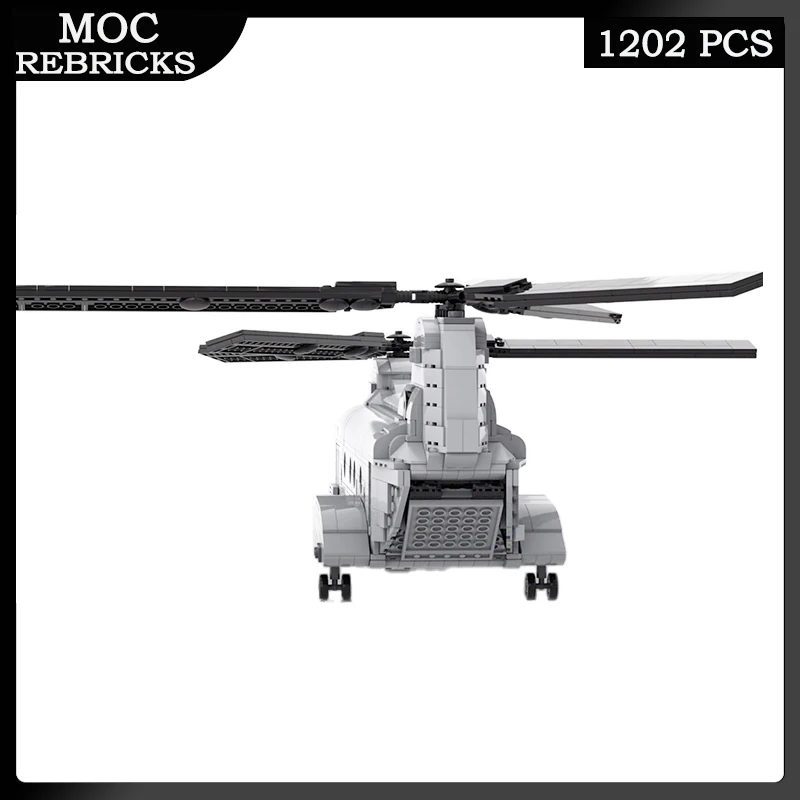 Armas militares de la Segunda Guerra Mundial, helicópteros de transporte de CH-46 de EE. UU., bloques de construcción MOC, avión, modelo de ensamblaje, Kit de juguete de ladrillo DIY, regalo para niños