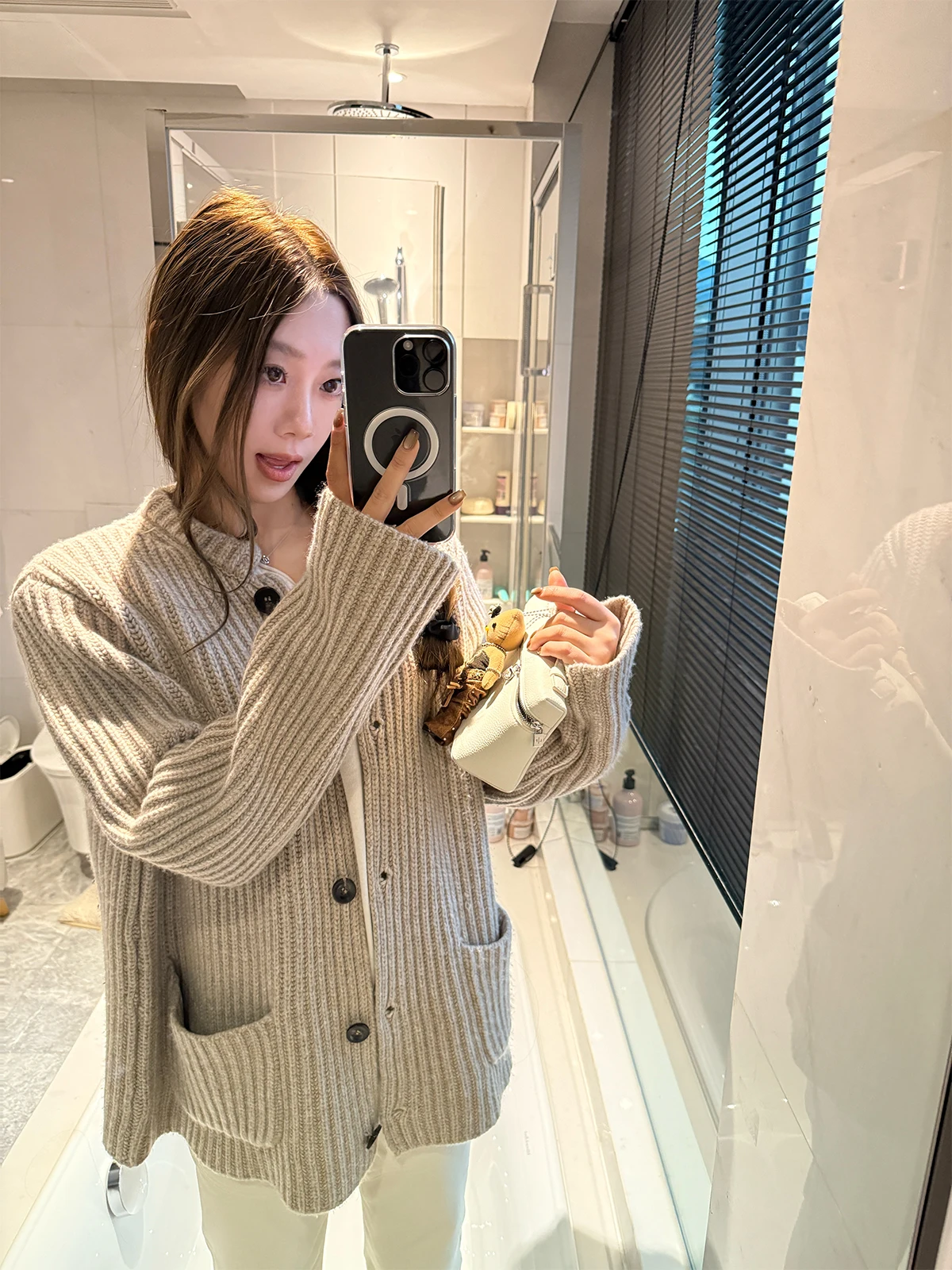 

EEWEN LA MODE Full Sensation Lazy Girl Super High Weight Pure Wool Knitted Open Cardigan Women's Loose Sle Long Sve Thic...