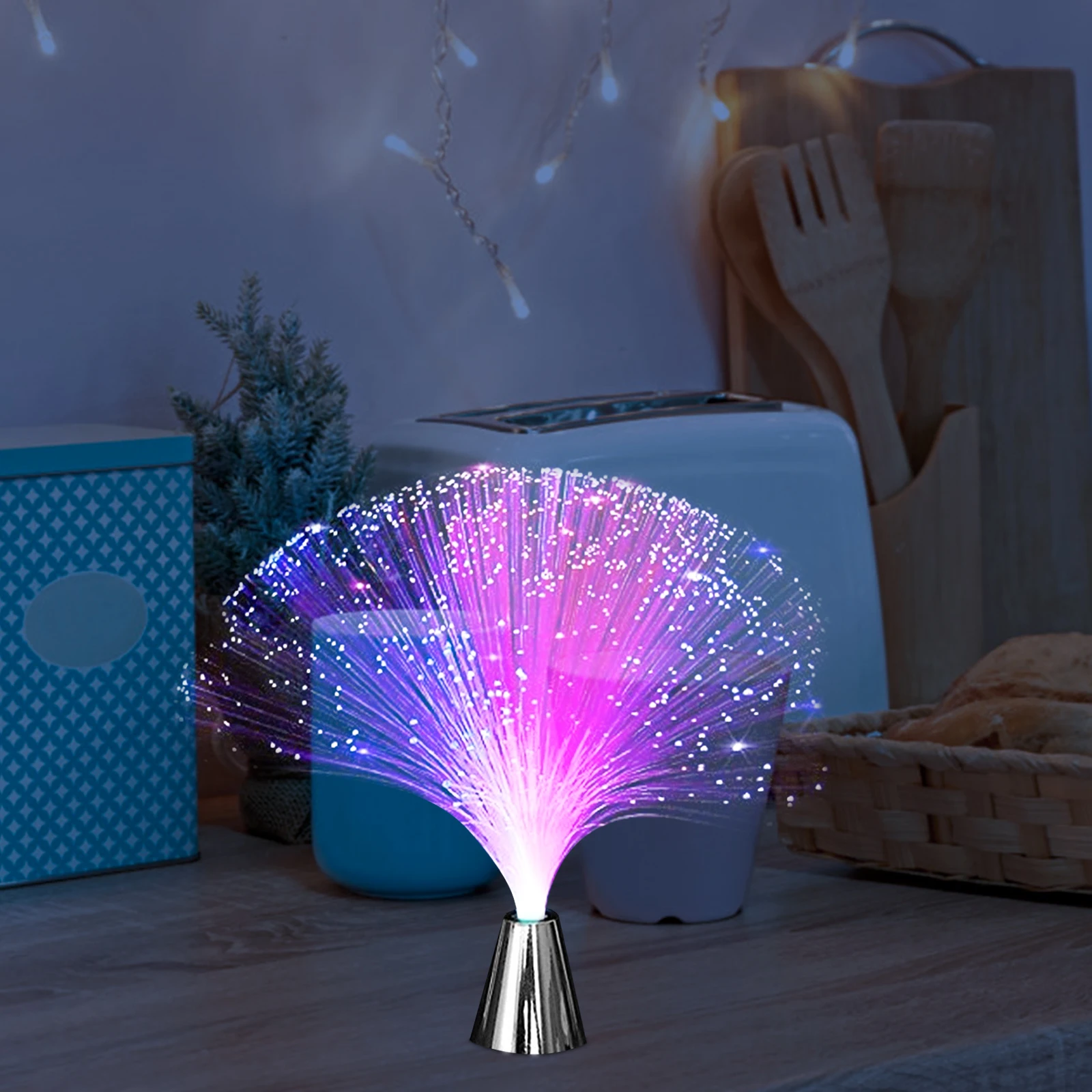 4 قطعة LED الألياف البصرية مصباح اللون تغيير تأثير الإضاءة الزخرفية لحفل عشاء غرفة نوم المنزل الألياف البصرية الخفيفة