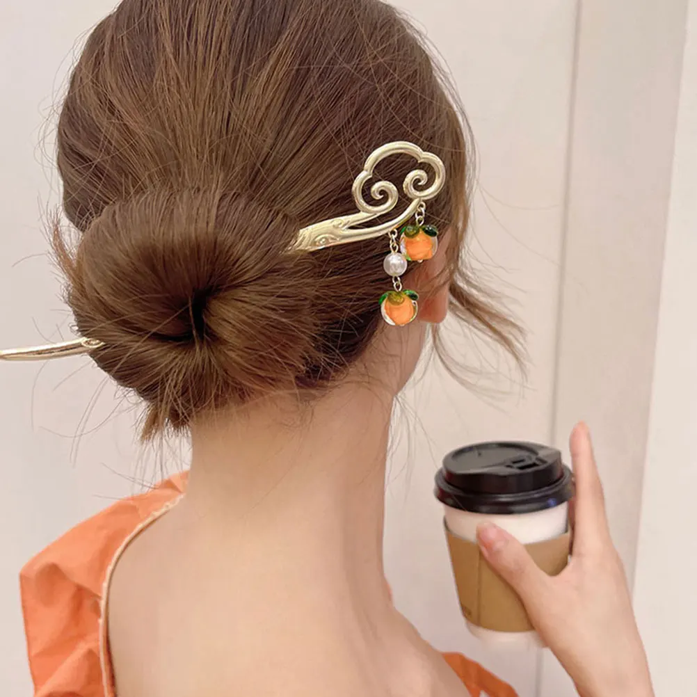

Chinese Persimmon Sticks Alloy Decorative Pins Hair Sticks For Buns for Women Vintage Accessories Bun Tools Hair Chopsticks