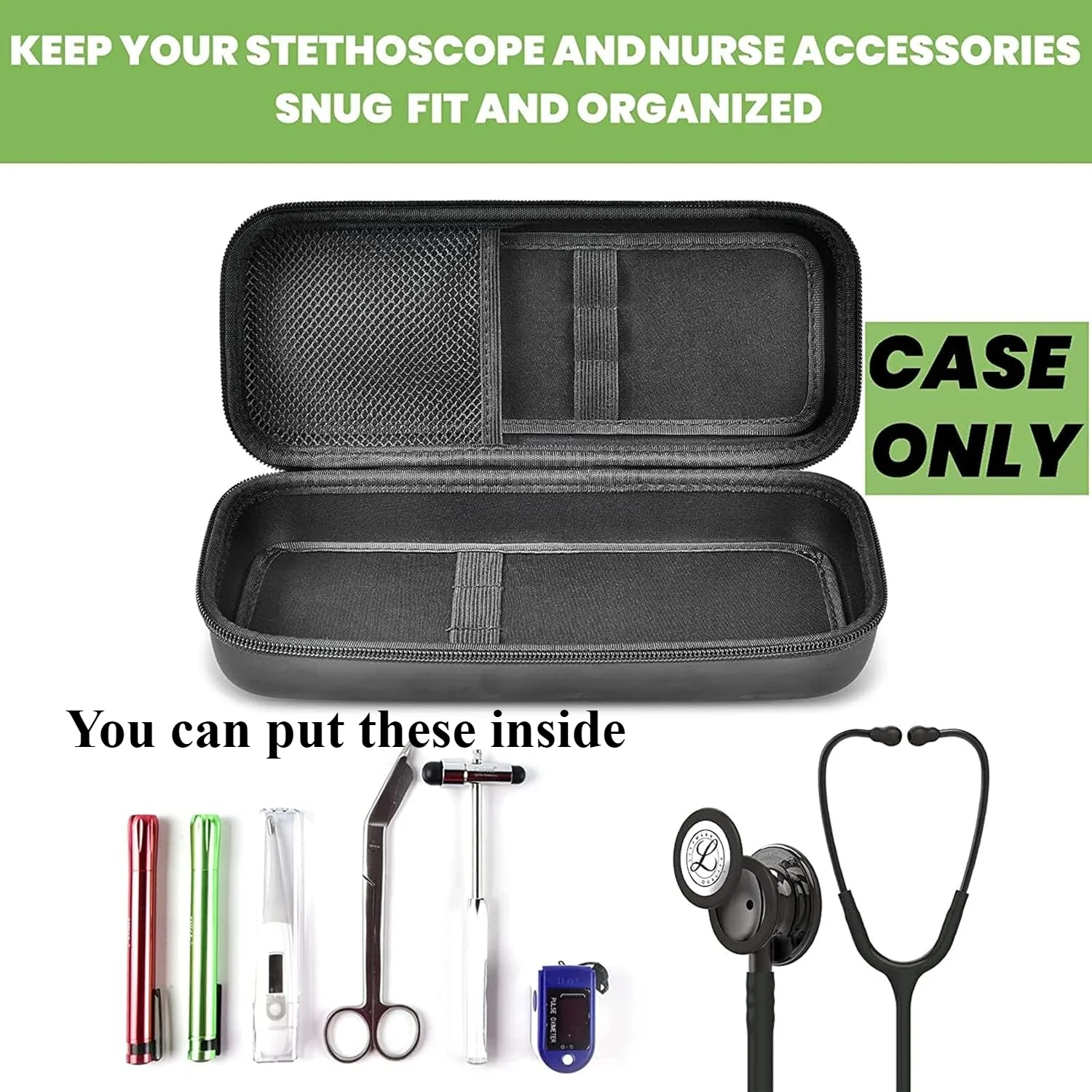 (Case only) Stethoscope Case Compatible with 3M Littmann Classic III Monitoring/Lightweight II S.E/Cardiology IV Diagnostic