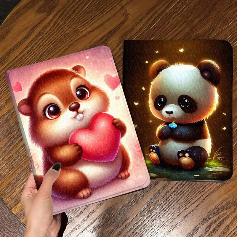 

Panda Monkey Love Heart For iPad Pro Air Mini 2 3 4 5 6 7 6th 7th 10th 11th 10.2 9.7 10.5 11 Foldable Tablet Case Gift