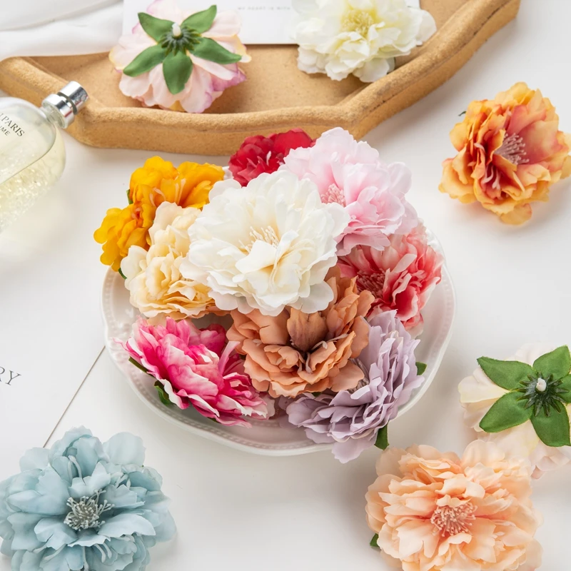 100 Stück Künstliche Pfingstrosenblumen für Wanddekoration, Scrapbooking, DIY, Kunstseiden-Staubfäden für Heimdekoration, Hochzeit, Garten, DIY-Weihnachtskranz – Detail 1