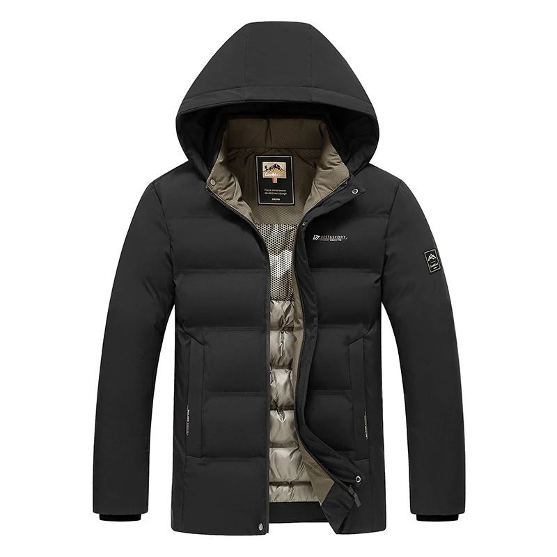 Winter Keep Warm Thickening Solid Coat Outdoors Fashion Removable Hat Jacket New Fashion Casual Comfort Windproof Men Parka