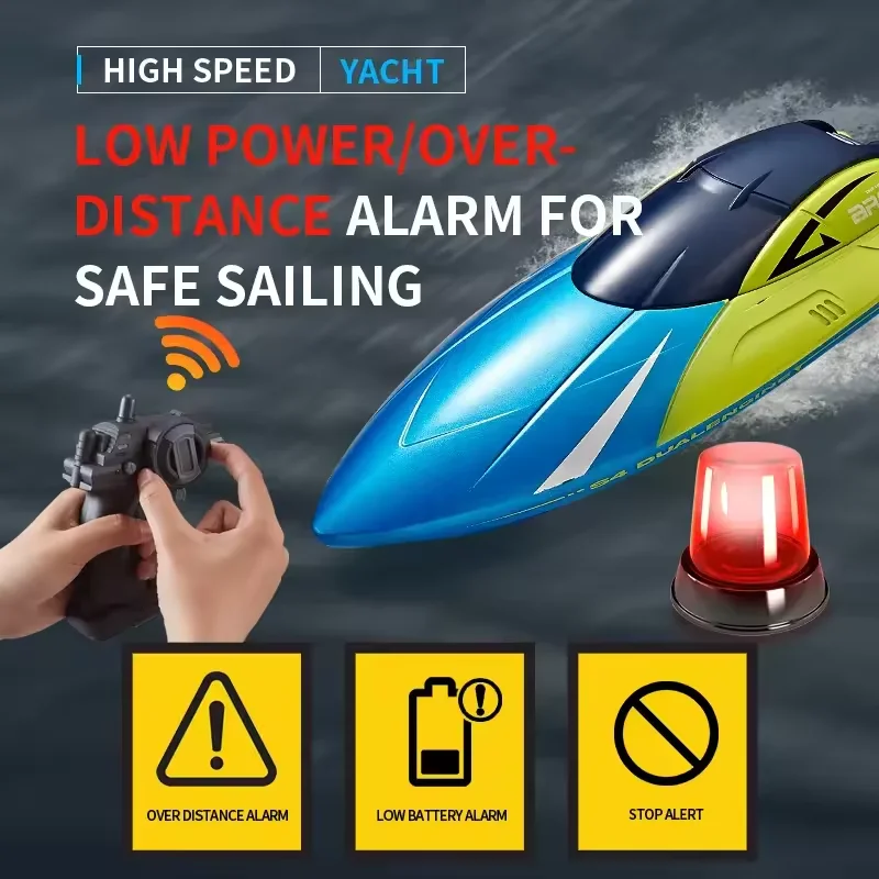 S4 2.4G RC Boat 15 KM/H High-Speed Remote Control Racing Boat Rechargeable Model Electric Radio Speedboat Toys for Boys