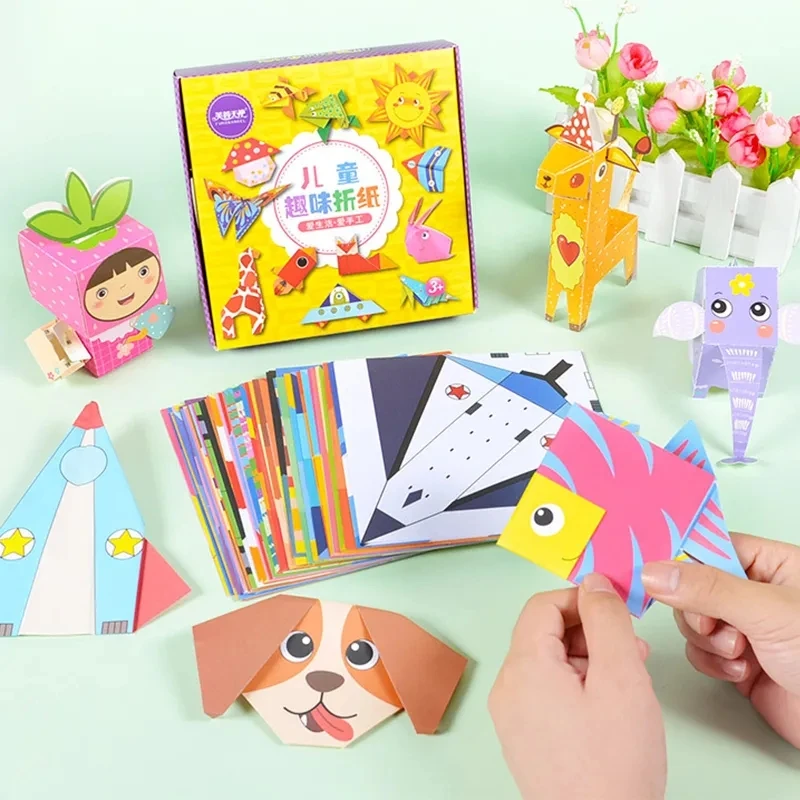 

108 PCS Cartoon Origami Paper Colorful Book Children Toy Animal Pattern 3D Puzzle Handmade DIY Craft Papers Educational Toys