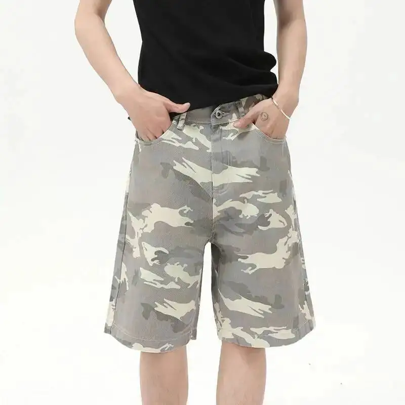 IEFB Men’s Wear American Style Camouflage Jorts Loose Wide Leg Casual Pants Versatile Washed Denim Shorts New Trendy 9A8588 2 IEFB Men's Wear American Style Camouflage Jorts Loose Wide Leg Casual Pants Versatile Washed Denim Shorts New Trendy 9A8588 2