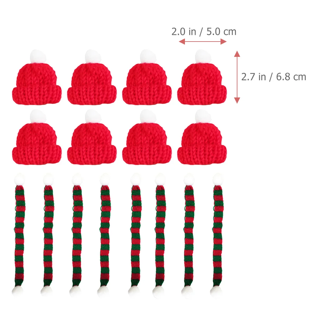 20 Pcs Mini Hat Scarf Hats and Scarves Christmas DIY Craft Supplies Small Crafts Santa Knitting Wool