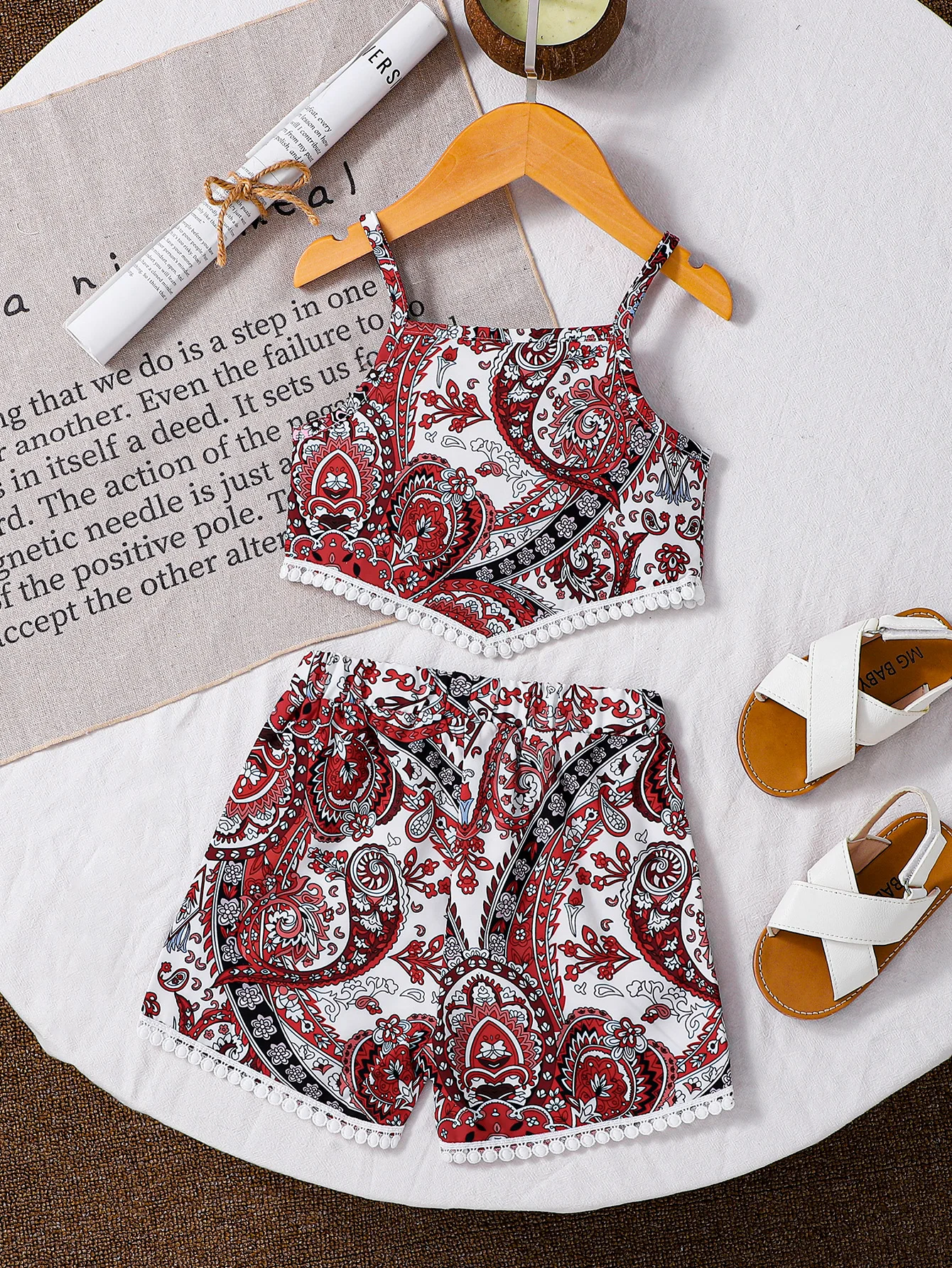 Girls Summer Casual Red White Pineapple Print Top Strap + Short Pants Two-Piece Set Infant Clothing Baby Girl Outfit