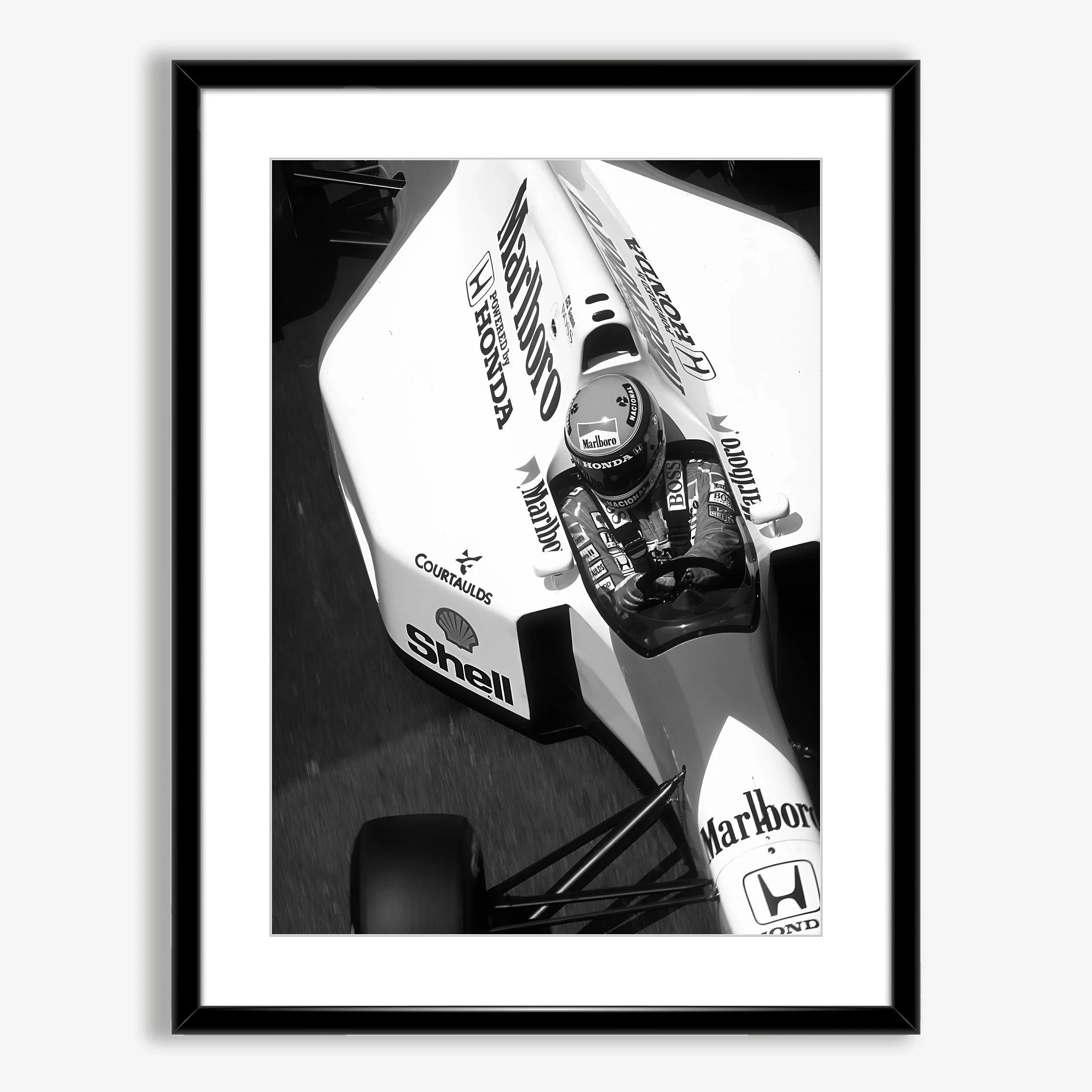 

Ayrton Senna Vintage Formula 1 Classic Car Poster Canvas Print Black and White Poster For Living Bedroom Kids Nordic Decor