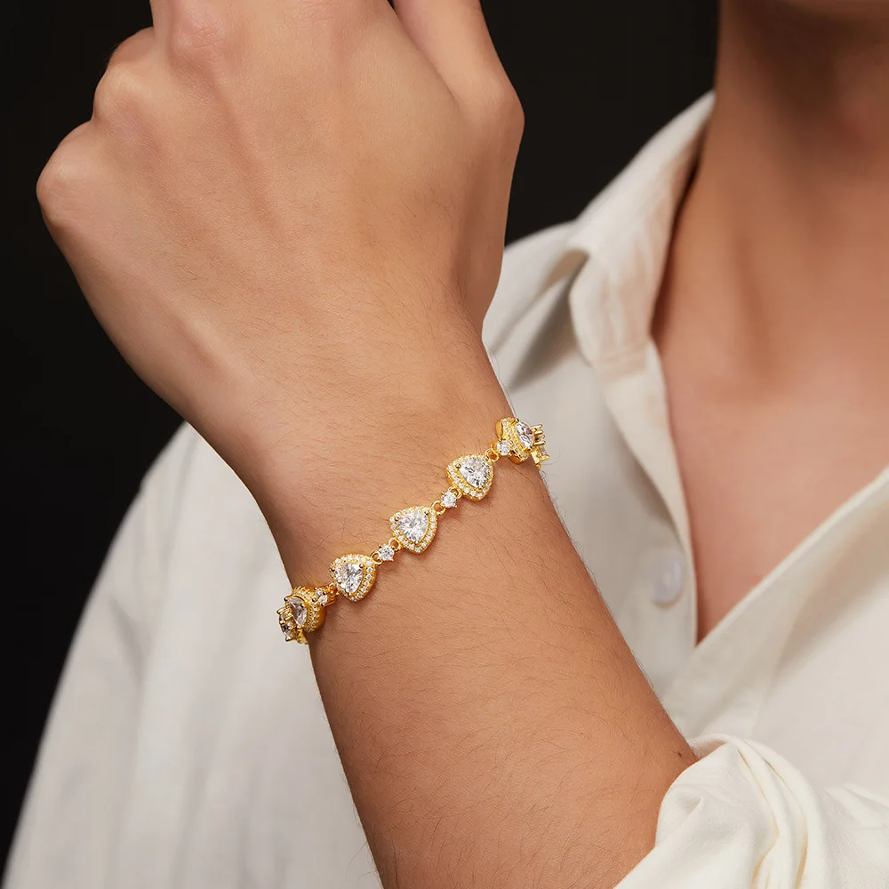 

Браслет из серебра 925 пробы с муассанитом, элегантный альтернативный бриллиант, выращенный в лаборатории, роскошные модные украшения