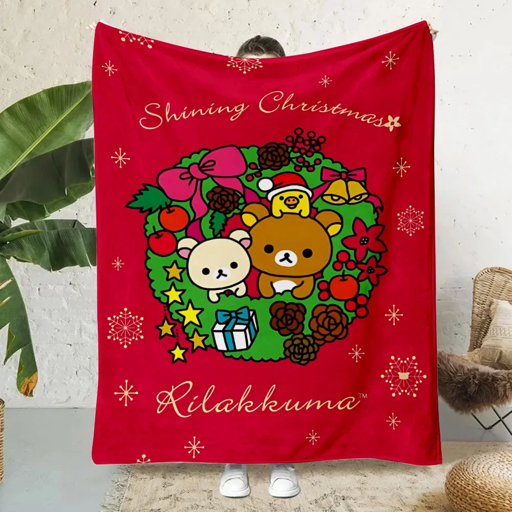 Cute Kawaii Cartoon Rilakkumas Bear Printed Blanket Picnic Blankets Warm Blanket Soft and Comfortable Home Travel Birthday Gift