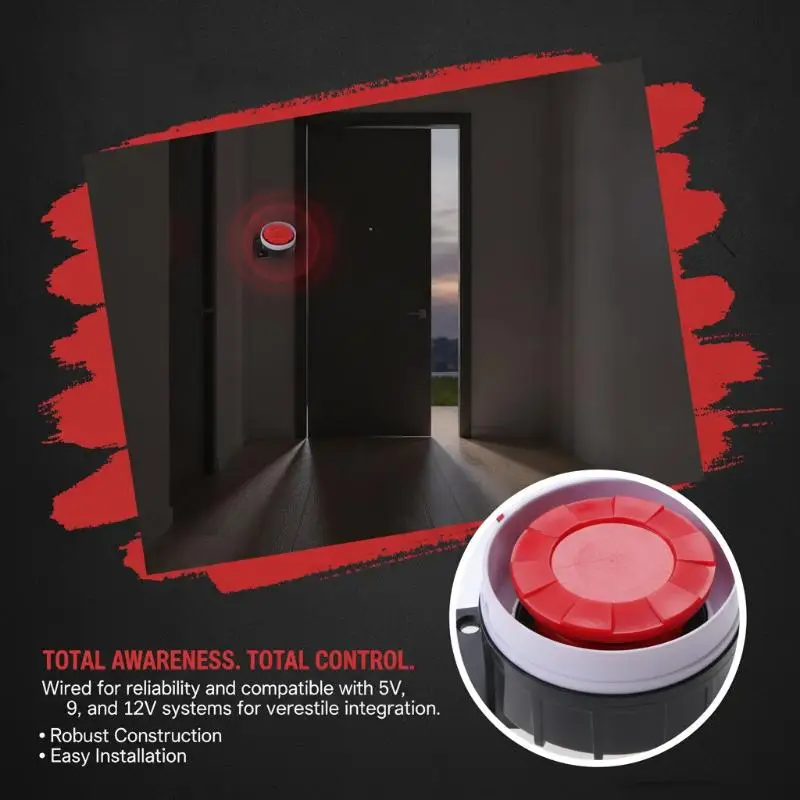 Wired Anti‑Theft Alarm Buzzer Horn 125dB High Decibel 5‑30V Security Alarm Speaker with Audio Jack for Home Security System